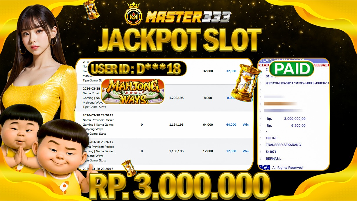 JACKPOT Rp 3.000.000 JUTA DI MASTER333 LANGSUNG DIBAYAR LUNAS